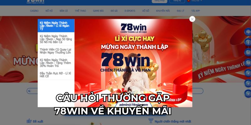 Câu hỏi thường gặp 78win về khuyến mãi