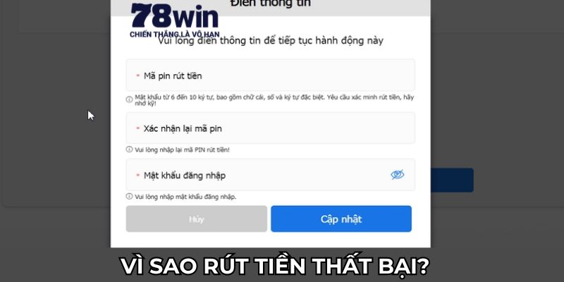 Rút tiền 78win thất bại câu hỏi thường gặp